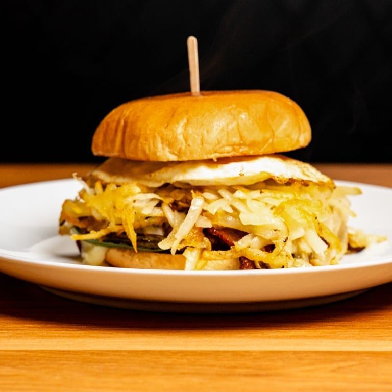 Indulge in Our Breakfast Burger