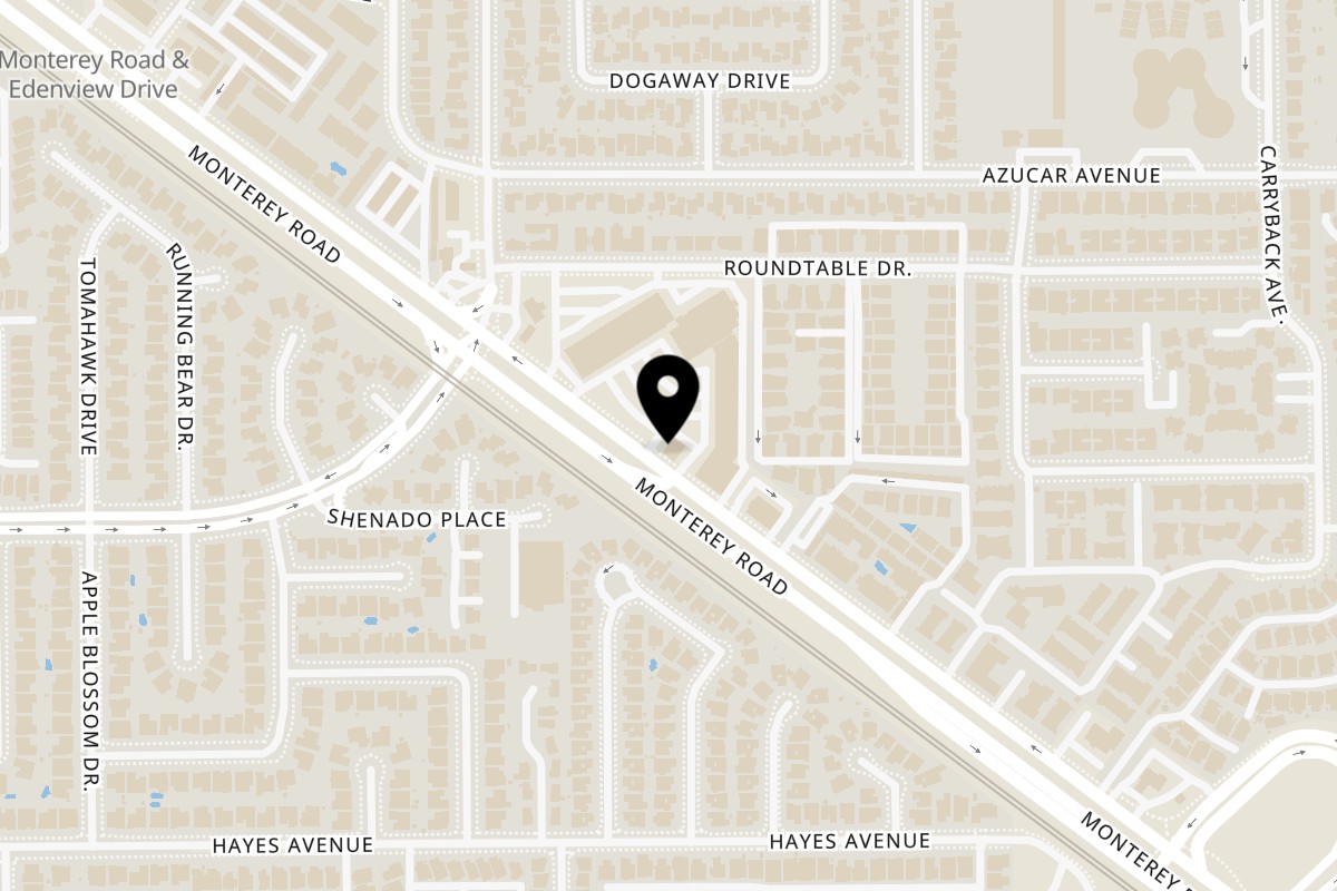 Map showing the location of Papas and Eggs Papas and Eggs - Edanvale on 5292 Monterey Rd in San Jose